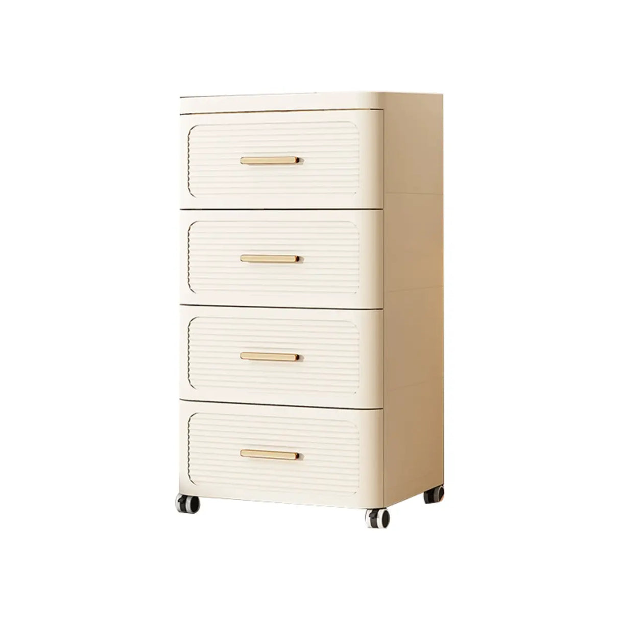 Tall Off-White Plastic Storage Drawers Chest with Casters Image - 9