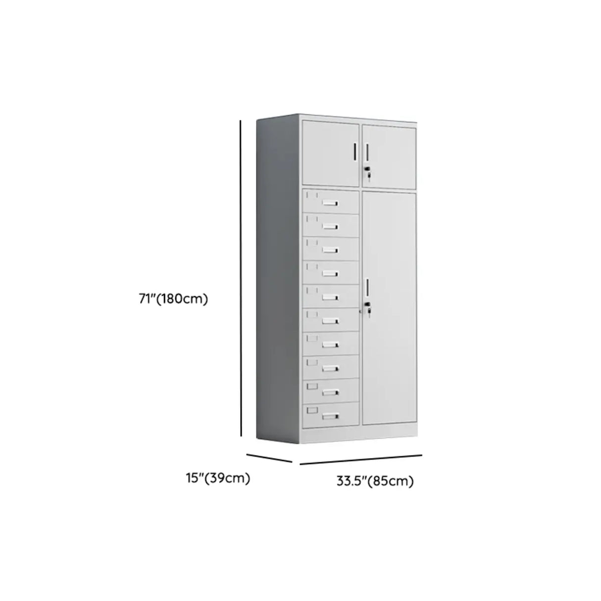 Tall Steel Vertical White Filing Cabinet with Key Lock Image - 15