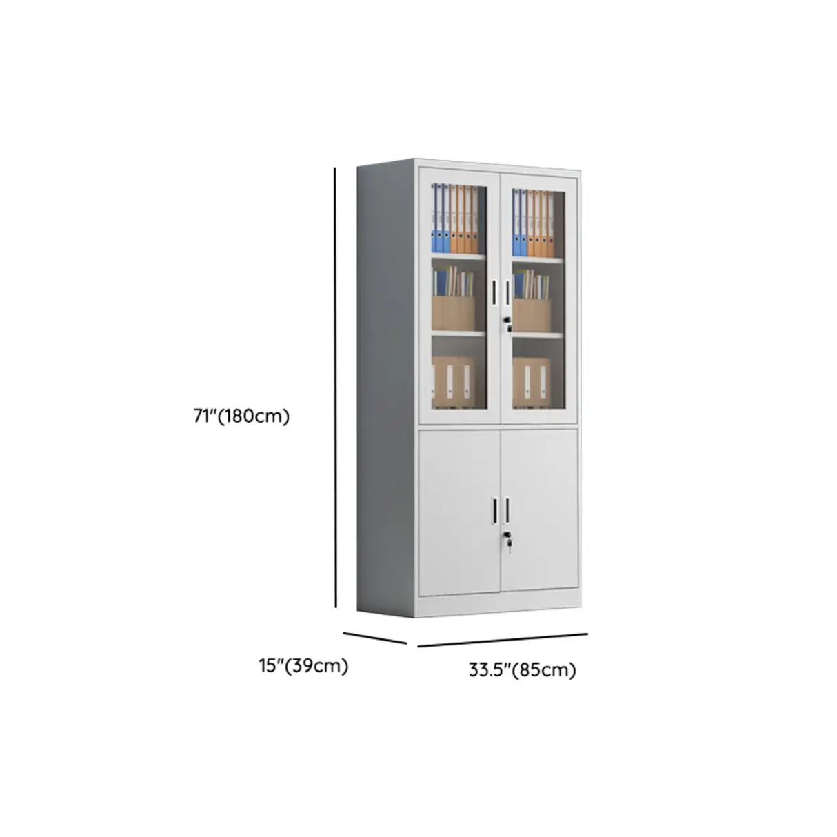 Tall Steel Vertical White Filing Cabinet with Key Lock Image - 17