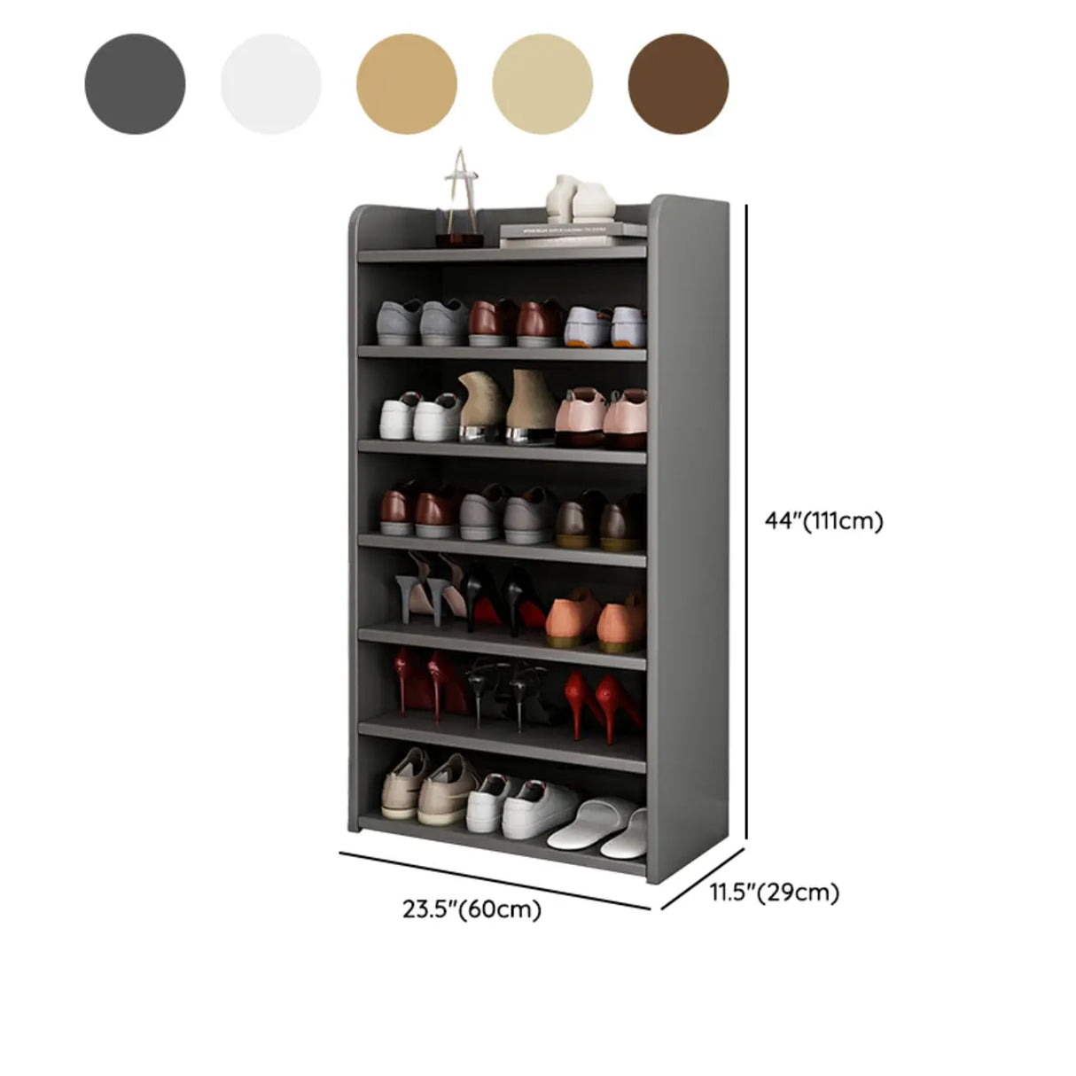 Tall Wood Free Standing Natural Closed Back Large Shoe Rack Image - 36