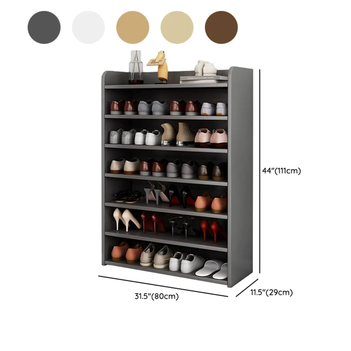 Tall Wood Free Standing Natural Closed Back Large Shoe Rack Image - 37