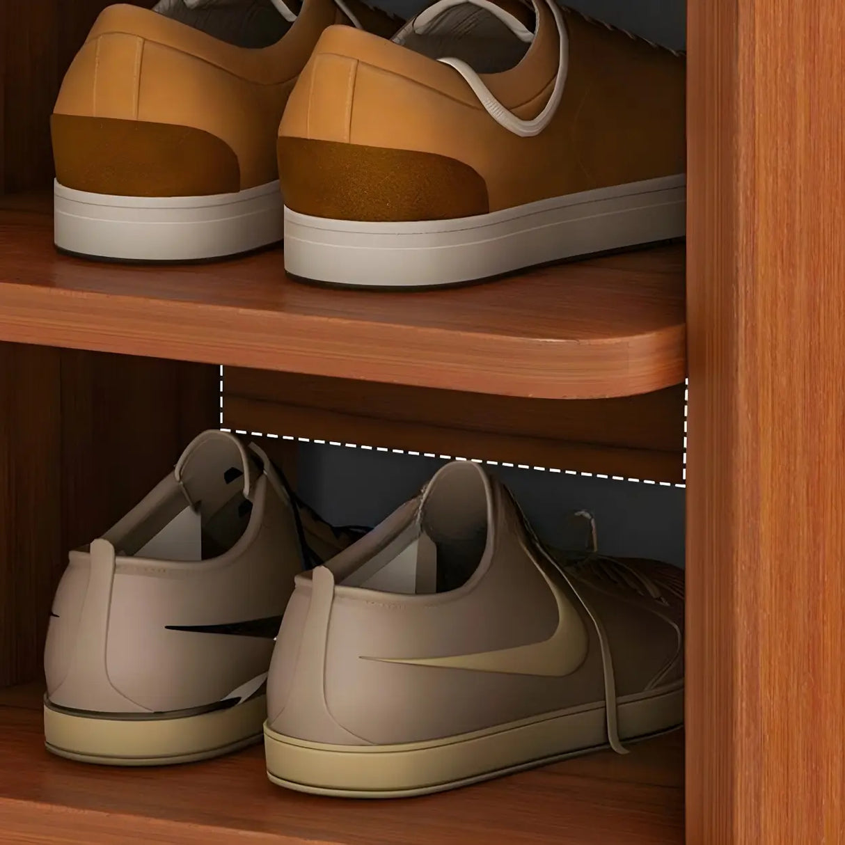 Tall Wooden Entryway Brown Large Capacity Shoe Rack Image - 18