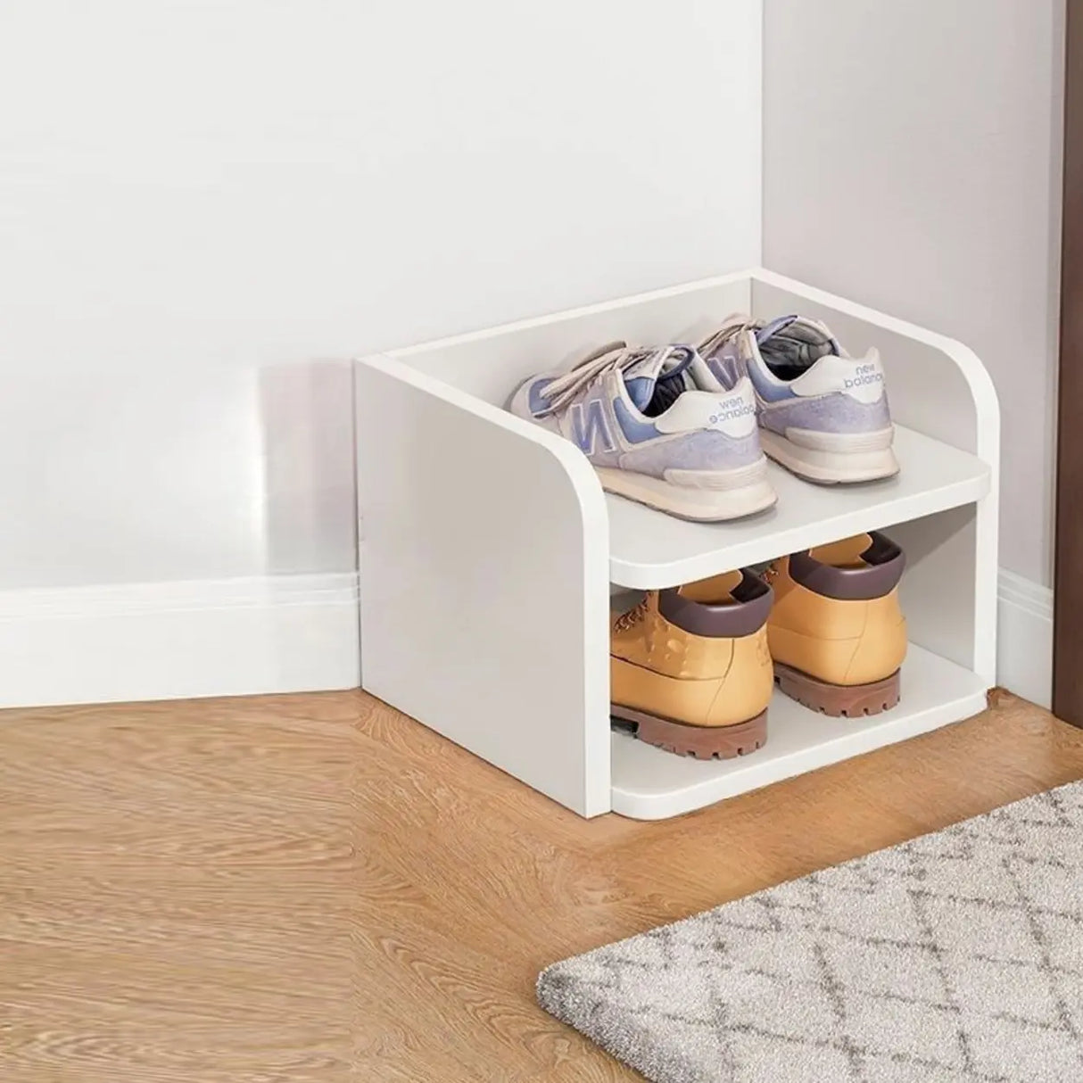 Tall Wooden Entryway Brown Large Capacity Shoe Rack Image - 35