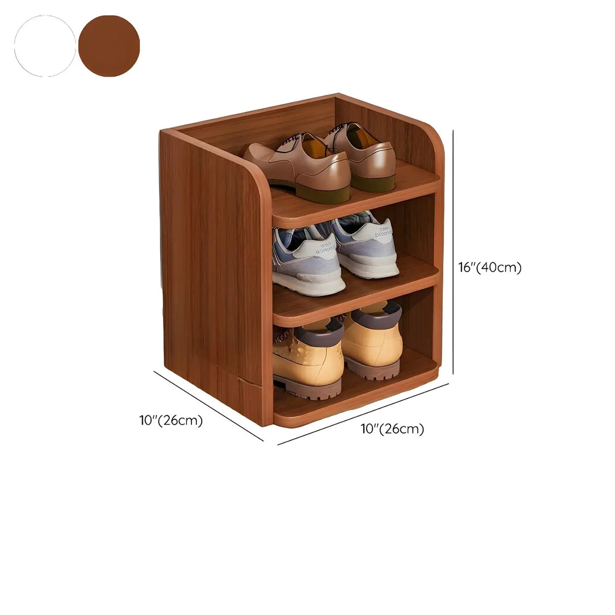 Tall Wooden Entryway Brown Large Capacity Shoe Rack Image - 38