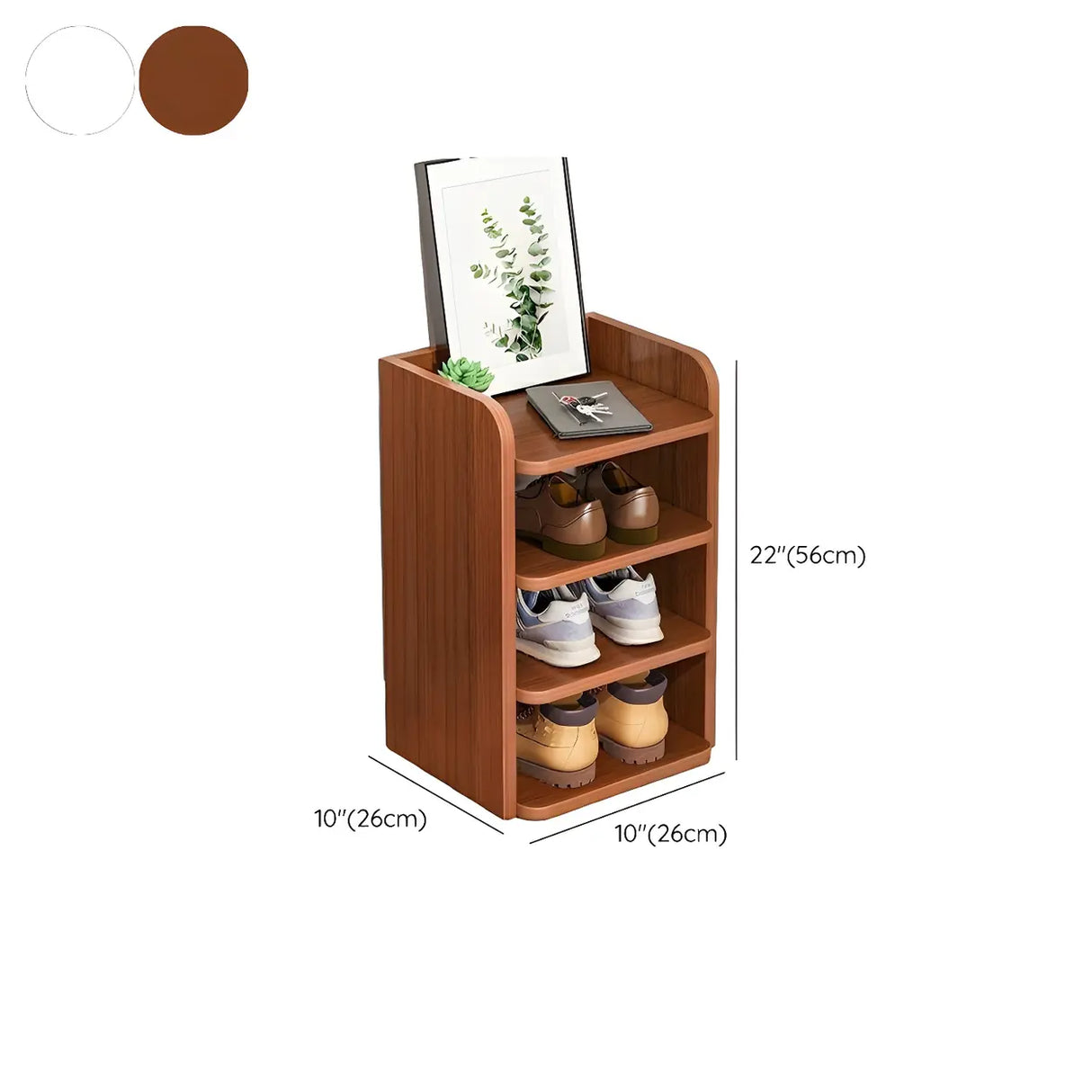 Tall Wooden Entryway Brown Large Capacity Shoe Rack Image - 39