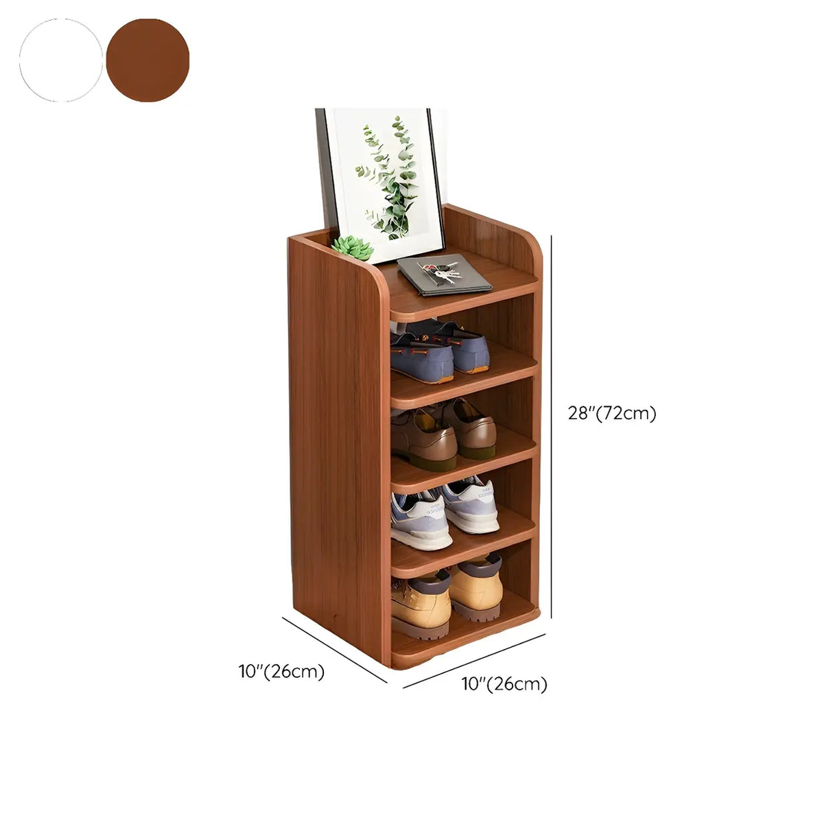 Tall Wooden Entryway Brown Large Capacity Shoe Rack Image - 40