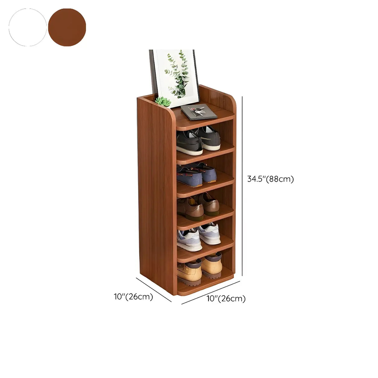 Tall Wooden Entryway Brown Large Capacity Shoe Rack Image - 41
