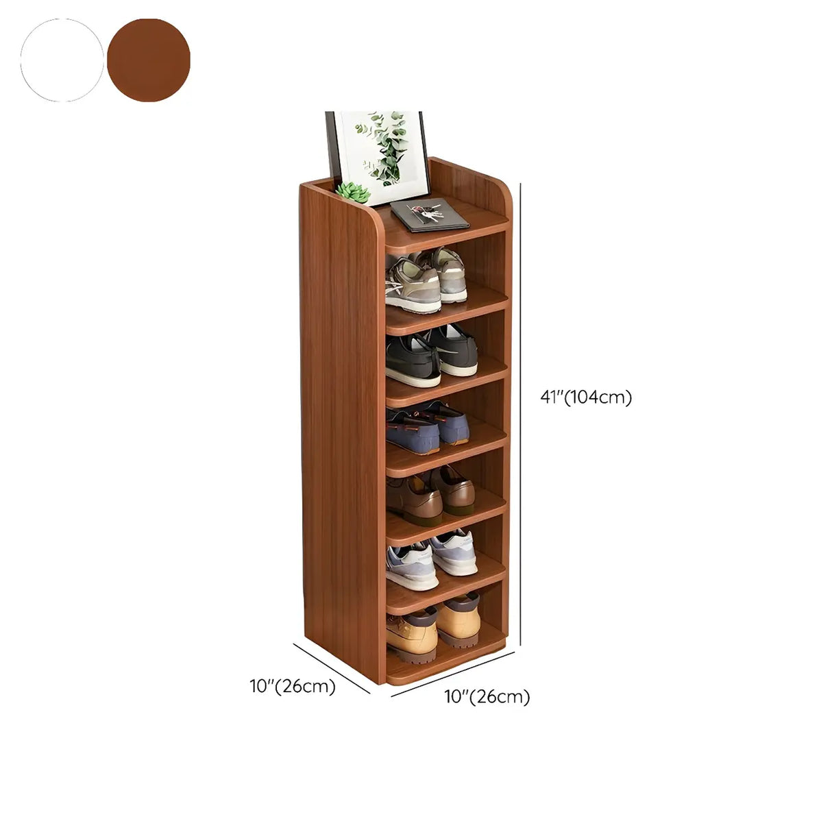 Tall Wooden Entryway Brown Large Capacity Shoe Rack Image - 42
