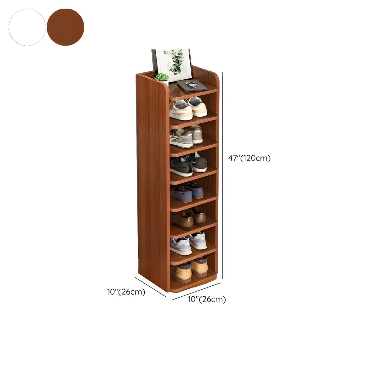 Tall Wooden Entryway Brown Large Capacity Shoe Rack Image - 43