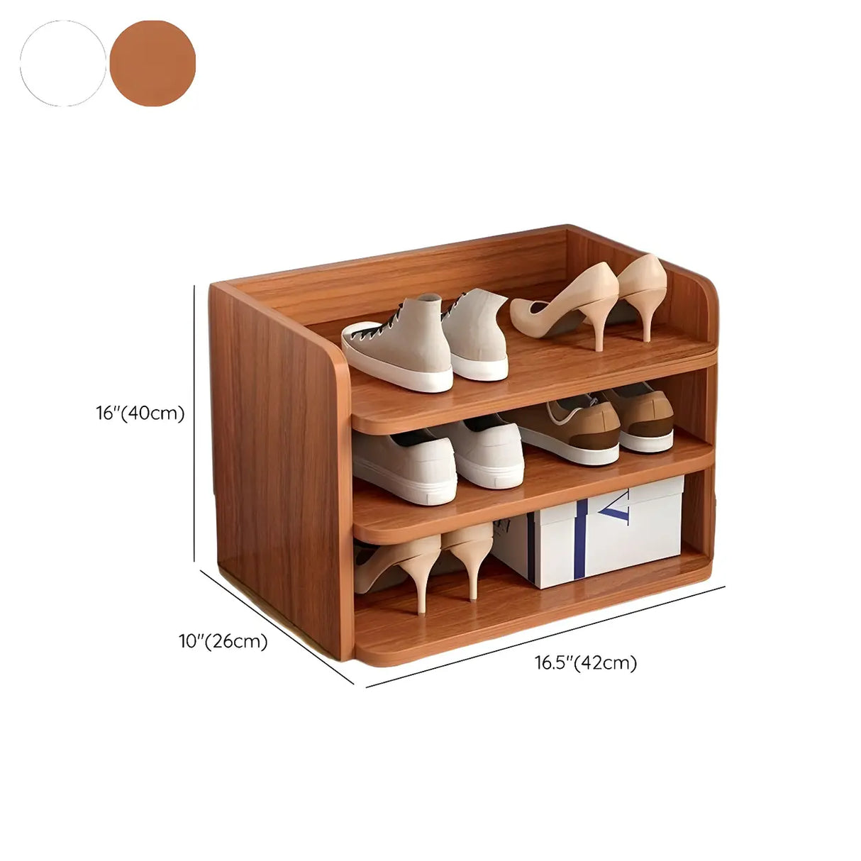 Tall Wooden Entryway Brown Large Capacity Shoe Rack Image - 44