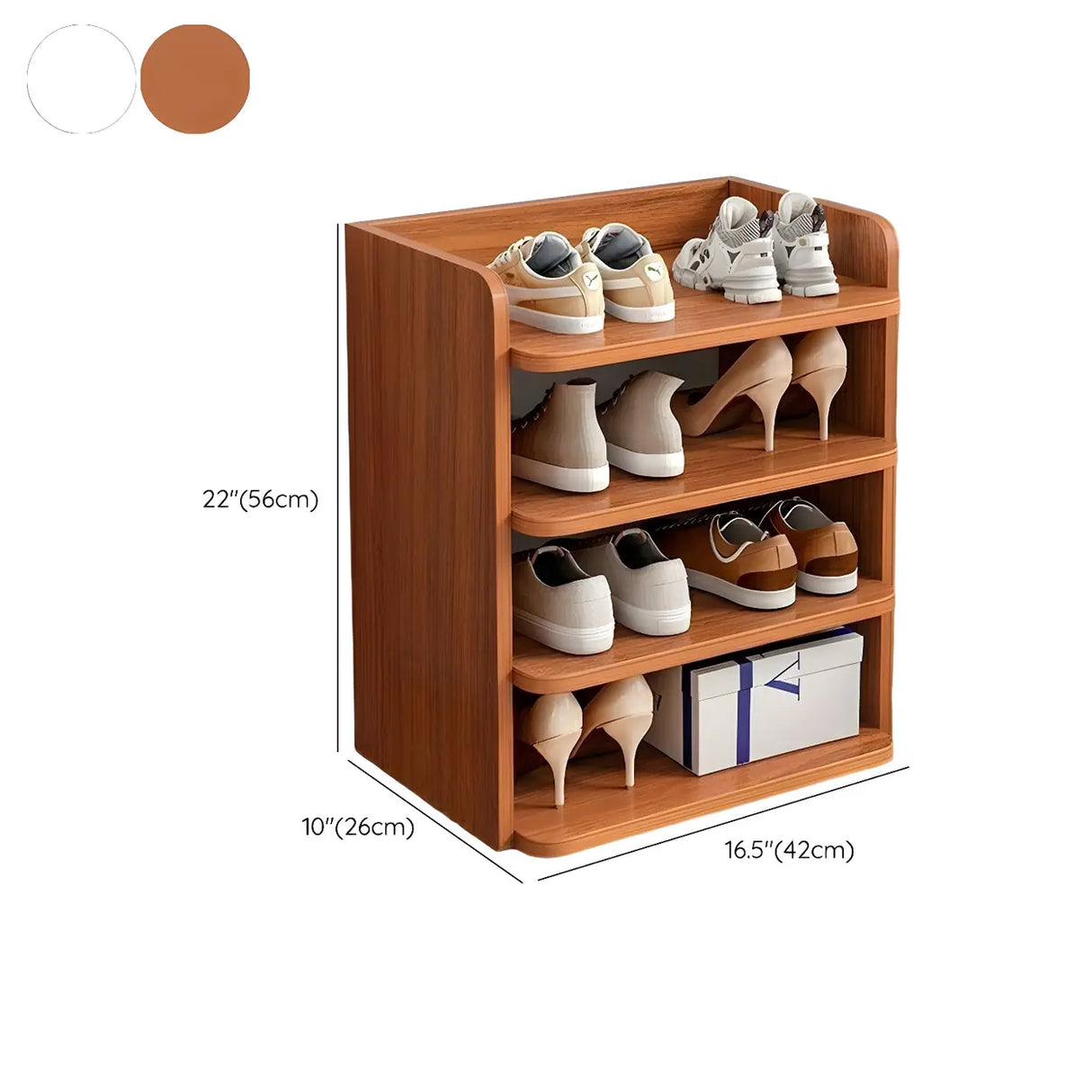 Tall Wooden Entryway Brown Large Capacity Shoe Rack Image - 45