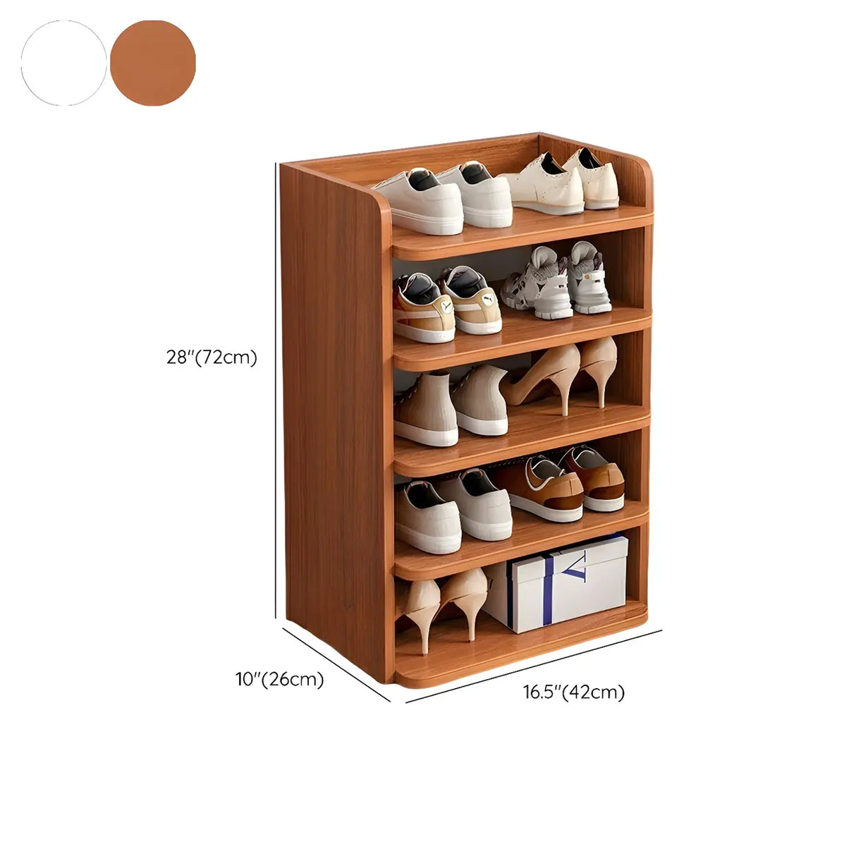 Tall Wooden Entryway Brown Large Capacity Shoe Rack Image - 46