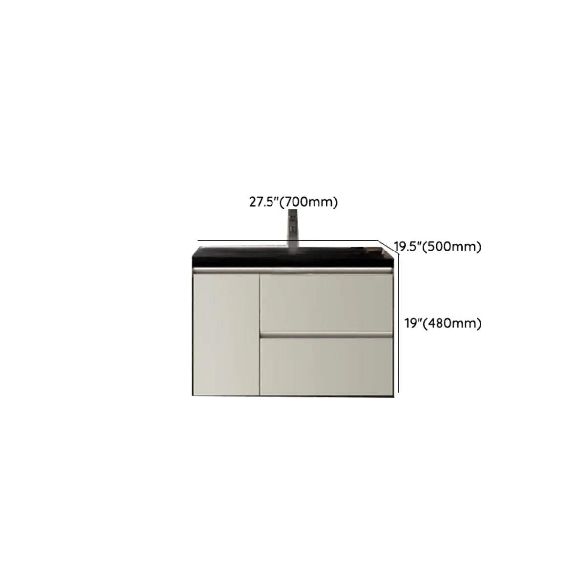 Tan Sink MDF Bathoom Vanity with Storage and Mirror Image - 14