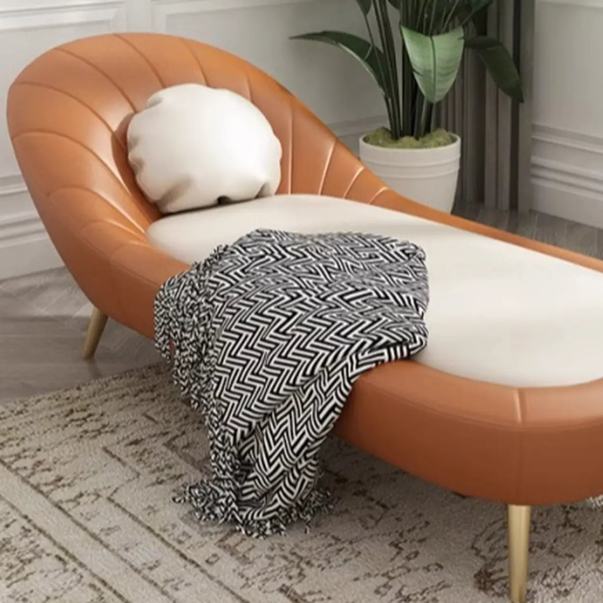 Tan Solid Color Reclining Leather Relax Right-Arm Chaise Image - 10