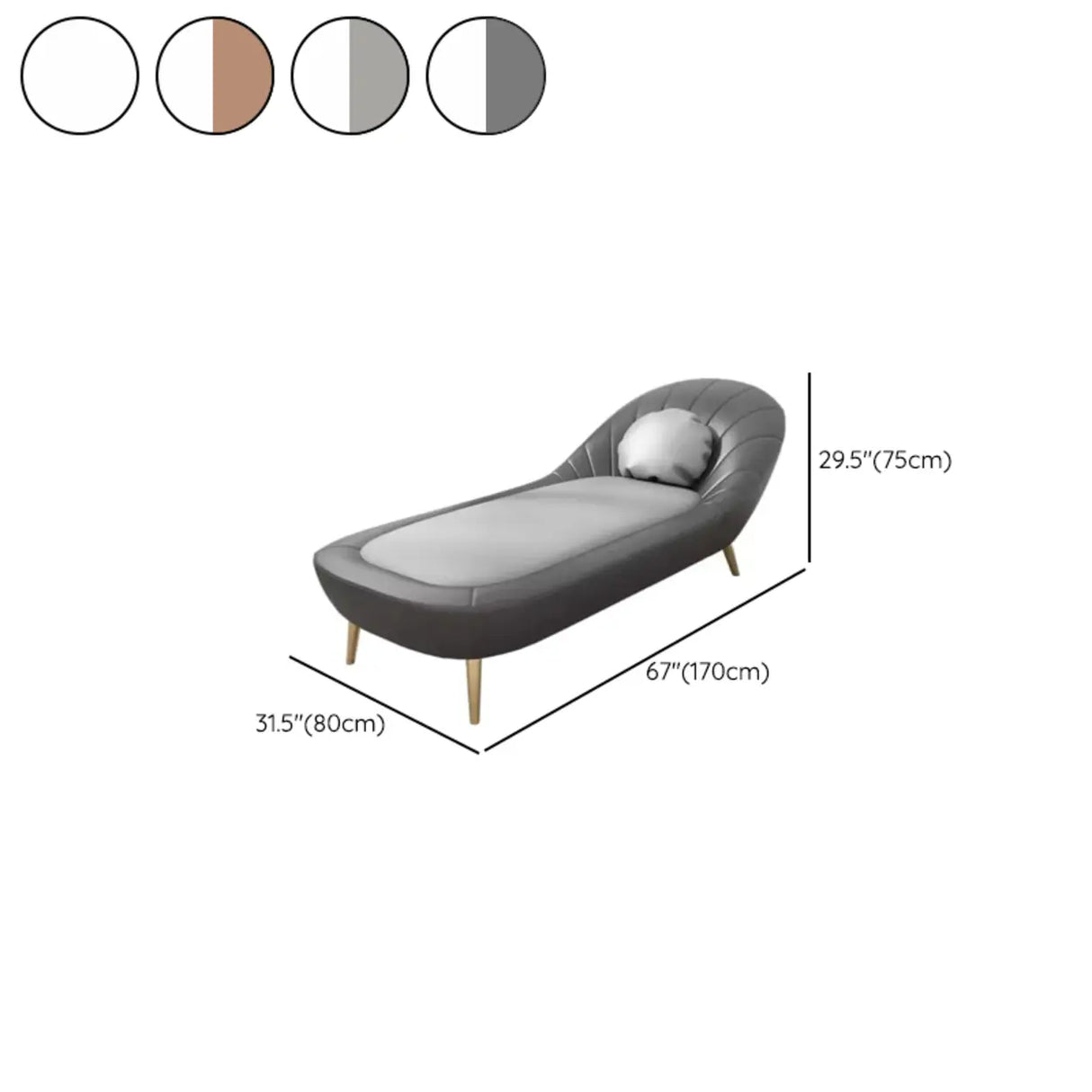 Tan Solid Color Reclining Leather Relax Right-Arm Chaise