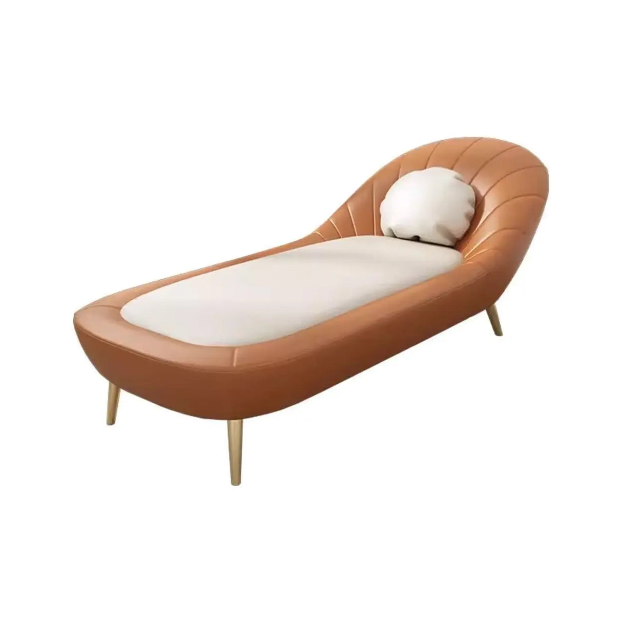 Tan Solid Color Reclining Leather Relax Right-Arm Chaise Image - 2