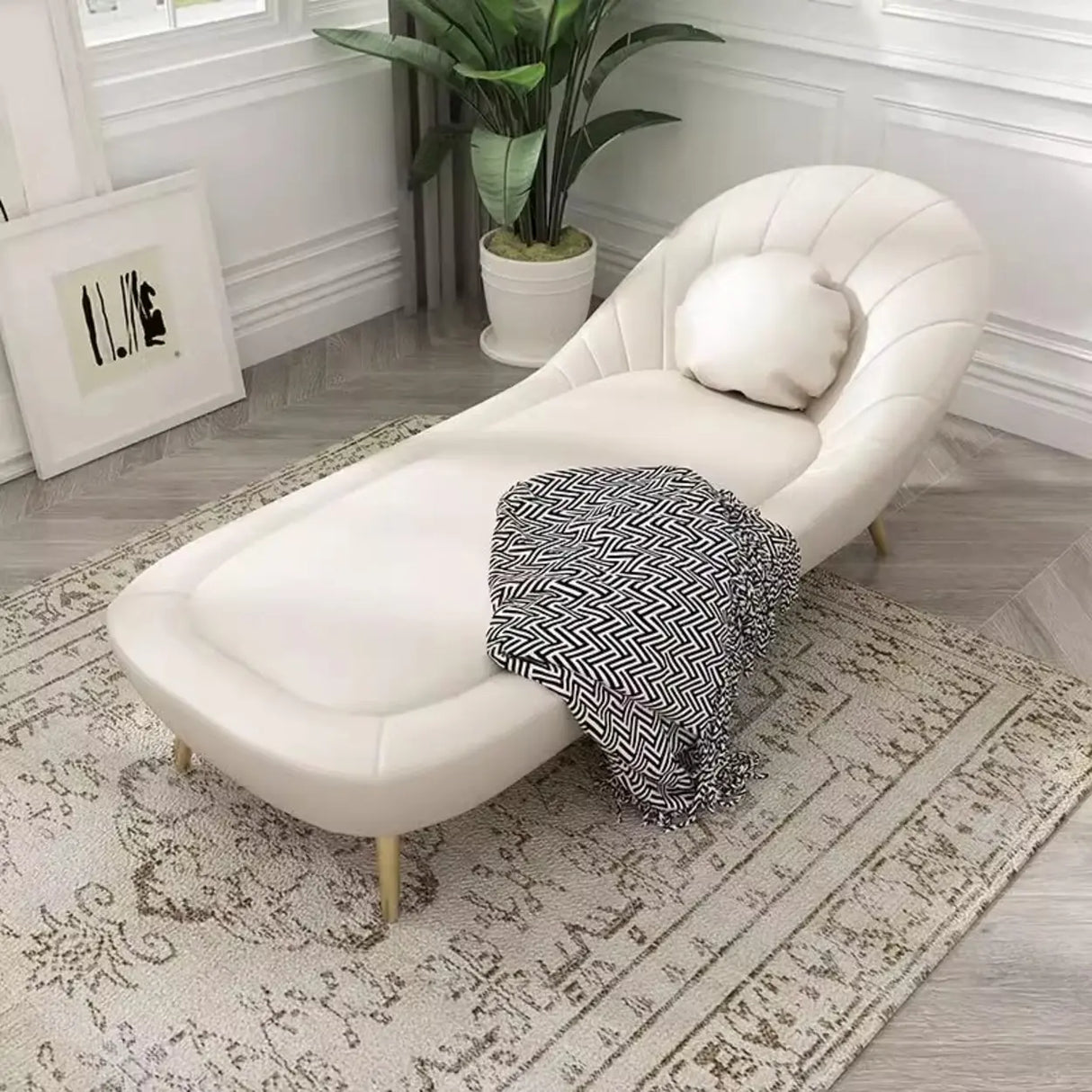 Tan Solid Color Reclining Leather Relax Right-Arm Chaise Image - 4