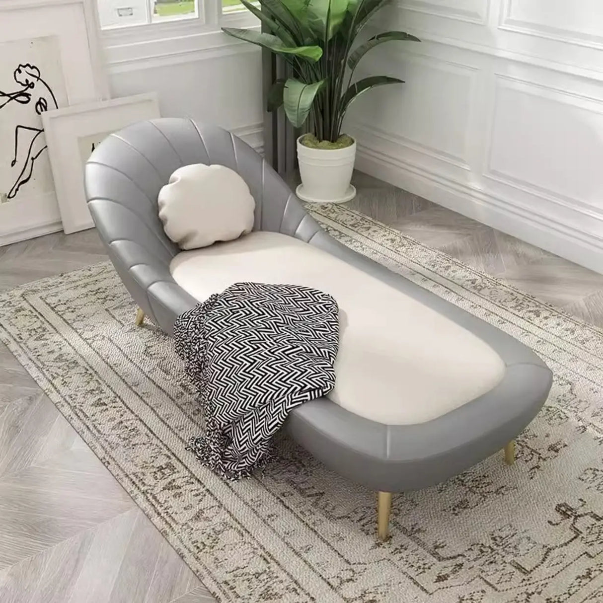 Tan Solid Color Reclining Leather Relax Right-Arm Chaise Image - 6