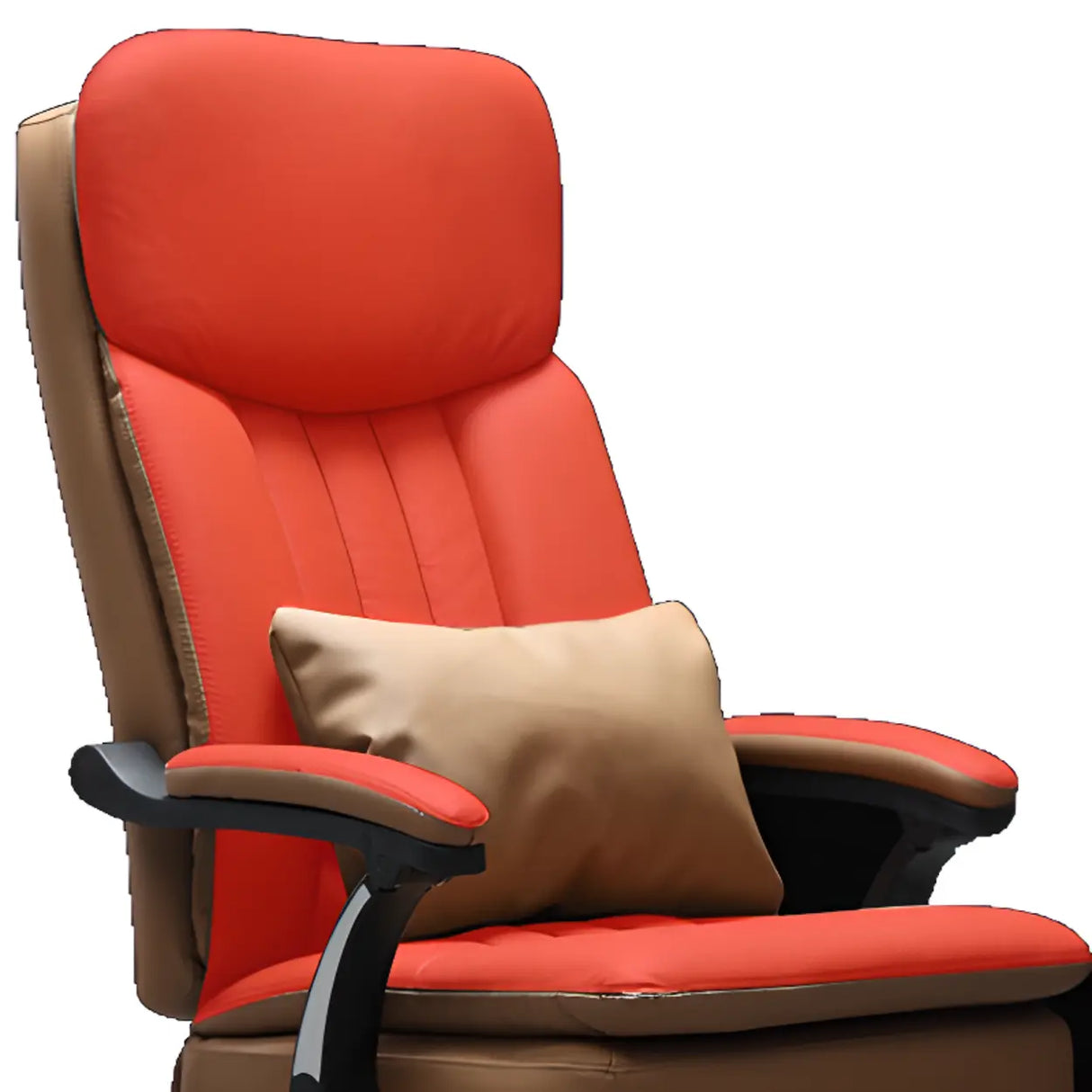 Tan Swivel Reclining Calfskin Office Chair with Footrest Image - 10