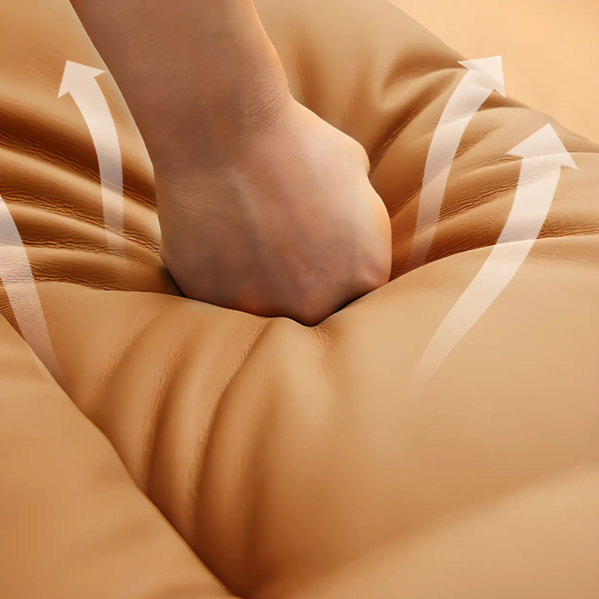 Tan Swivel Reclining Calfskin Office Chair with Footrest Image - 12