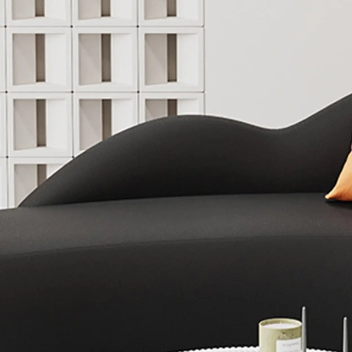 Tear Resistant Faux Leather Curved Tight Back Sofa Image - 8