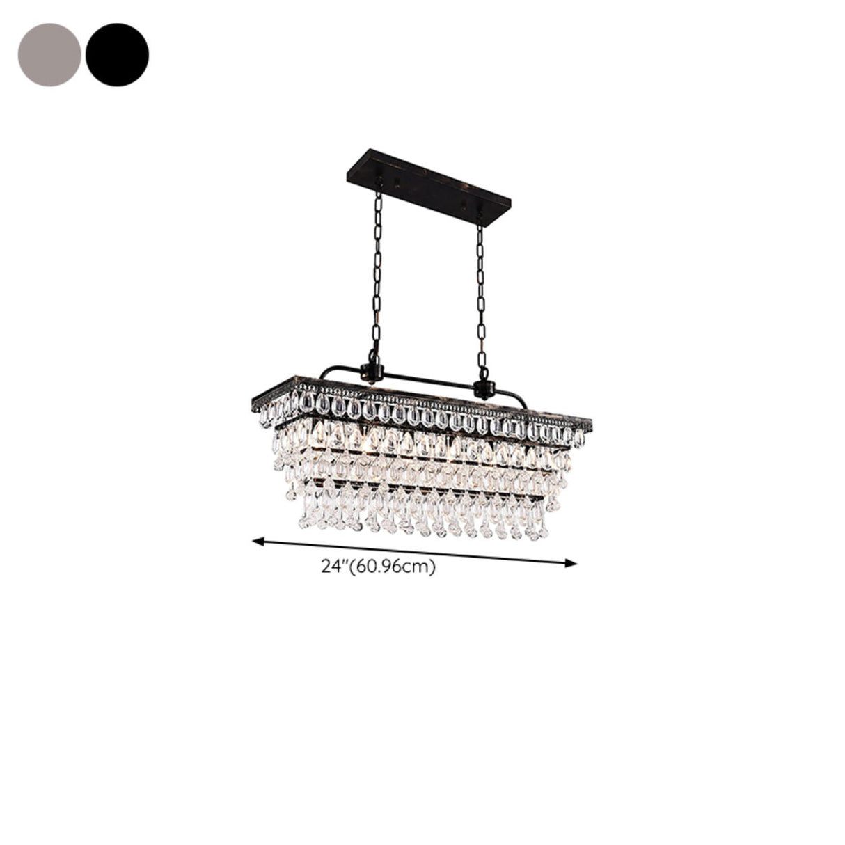Tiered Droplets Rectangular Crystal Chandelier Light