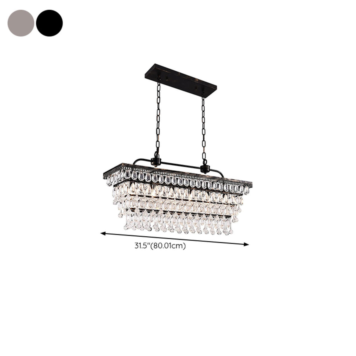 Tiered Droplets Rectangular Crystal Chandelier Light Image - 13