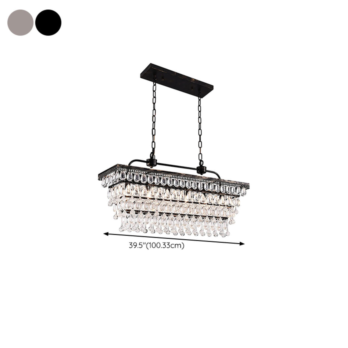 Tiered Droplets Rectangular Crystal Chandelier Light Image - 14