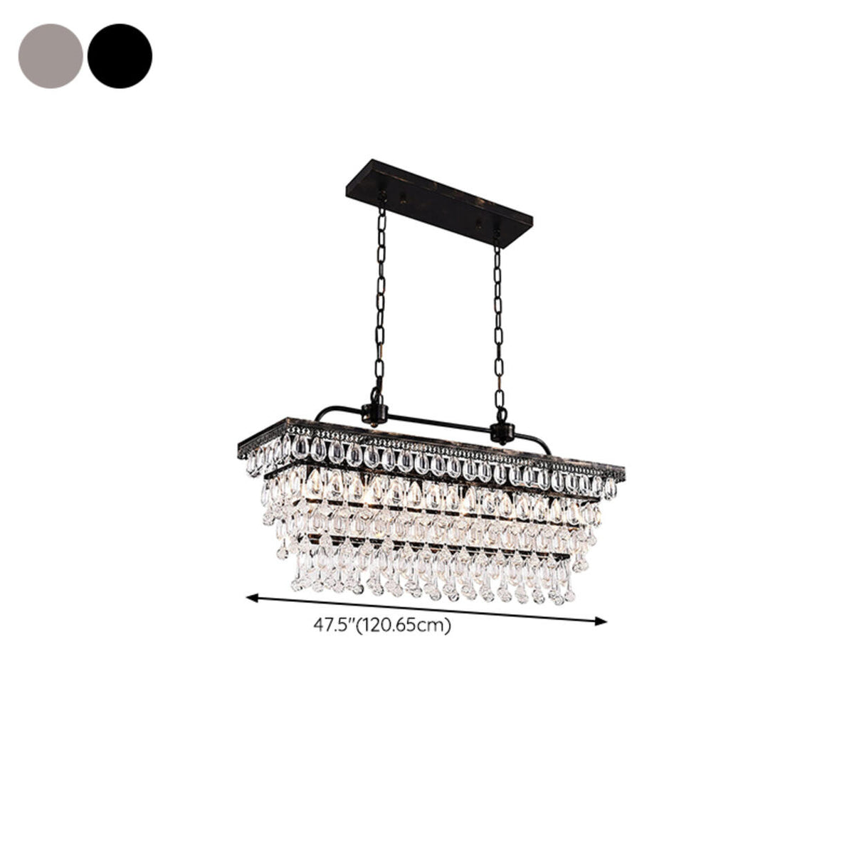 Tiered Droplets Rectangular Crystal Chandelier Light Image - 15