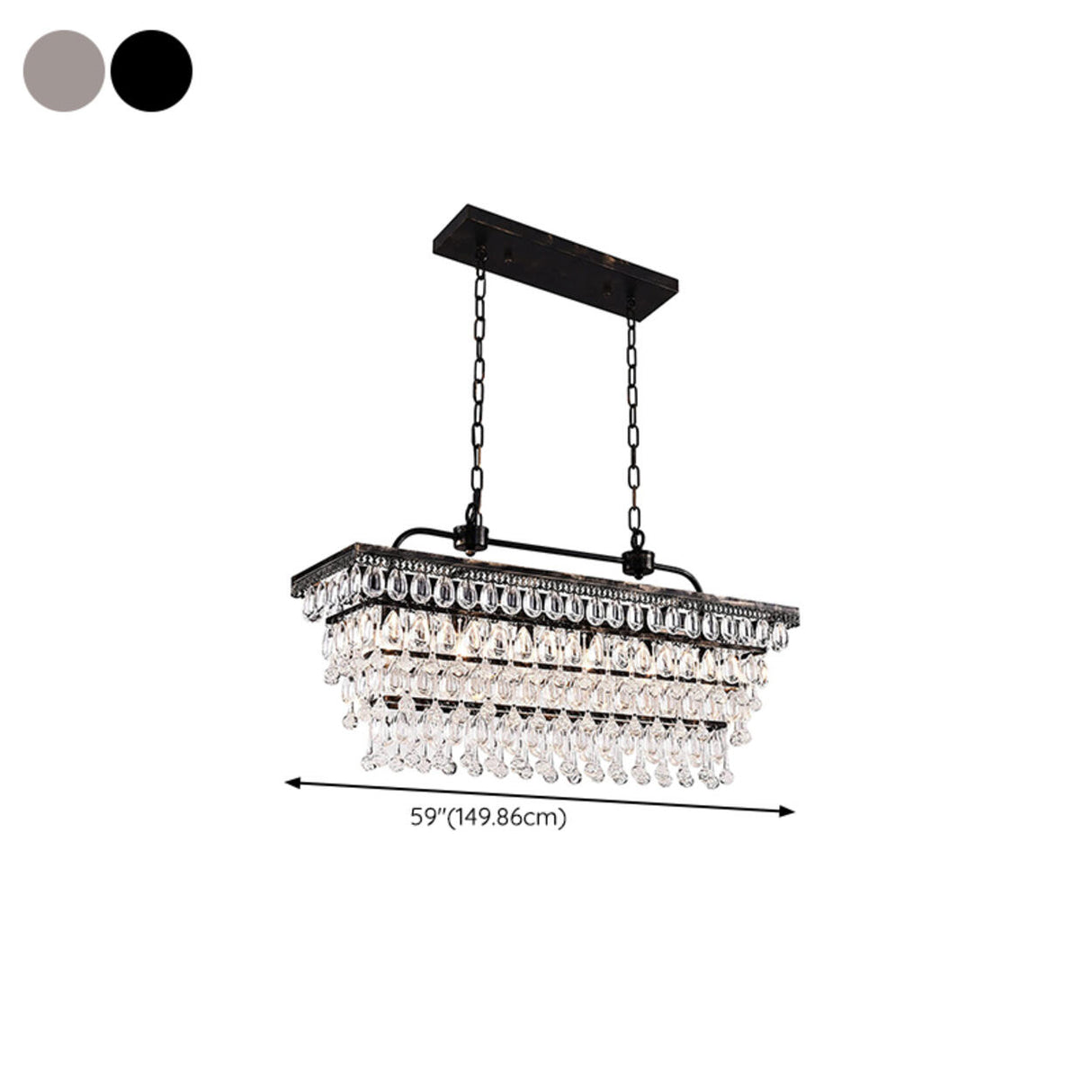 Tiered Droplets Rectangular Crystal Chandelier Light Image - 16