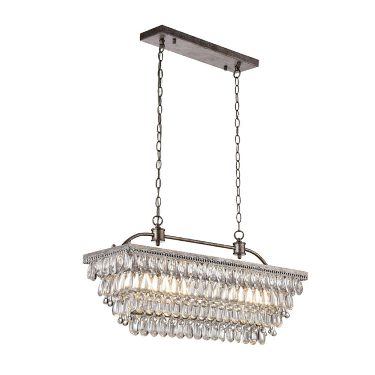 Tiered Droplets Rectangular Crystal Chandelier Light Image - 3