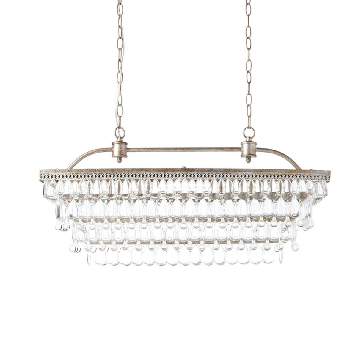 Tiered Droplets Rectangular Crystal Chandelier Light Image - 7