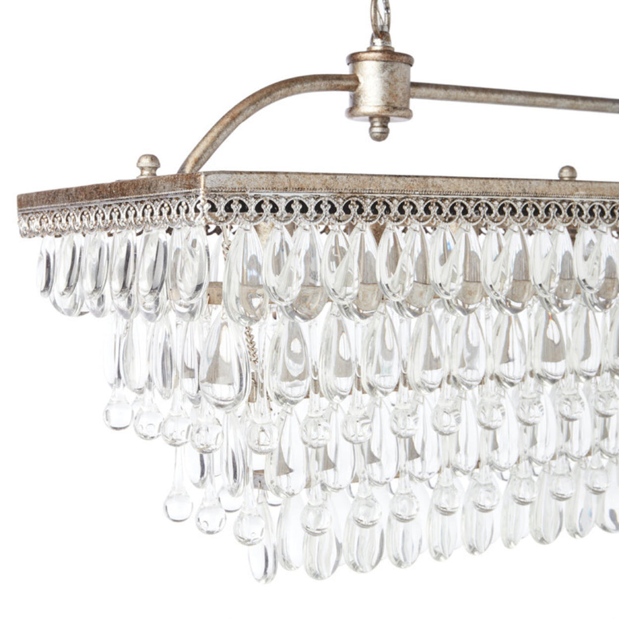 Tiered Droplets Rectangular Crystal Chandelier Light Image - 9
