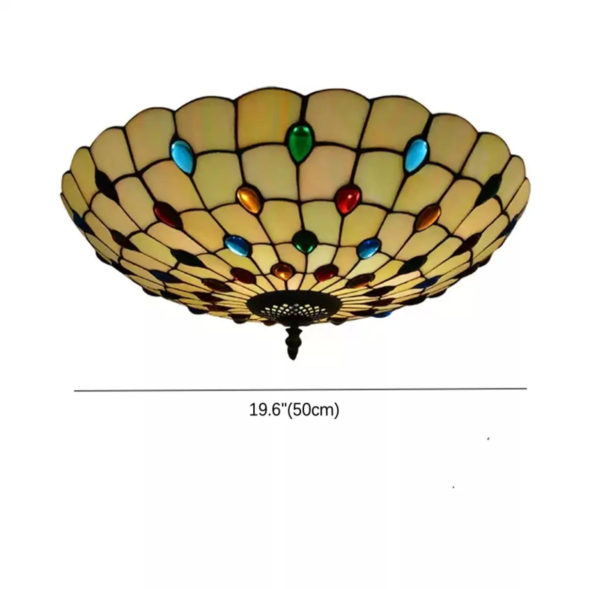 Tiffany Beige Cabochon Glass Flush Mount Ceiling Light Image - 6