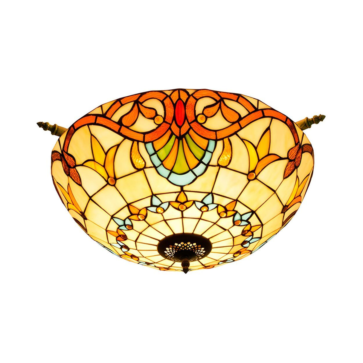 Tiffany Blue Bowl-Shaped Glass Semi-Flush Mount Light Image - 12