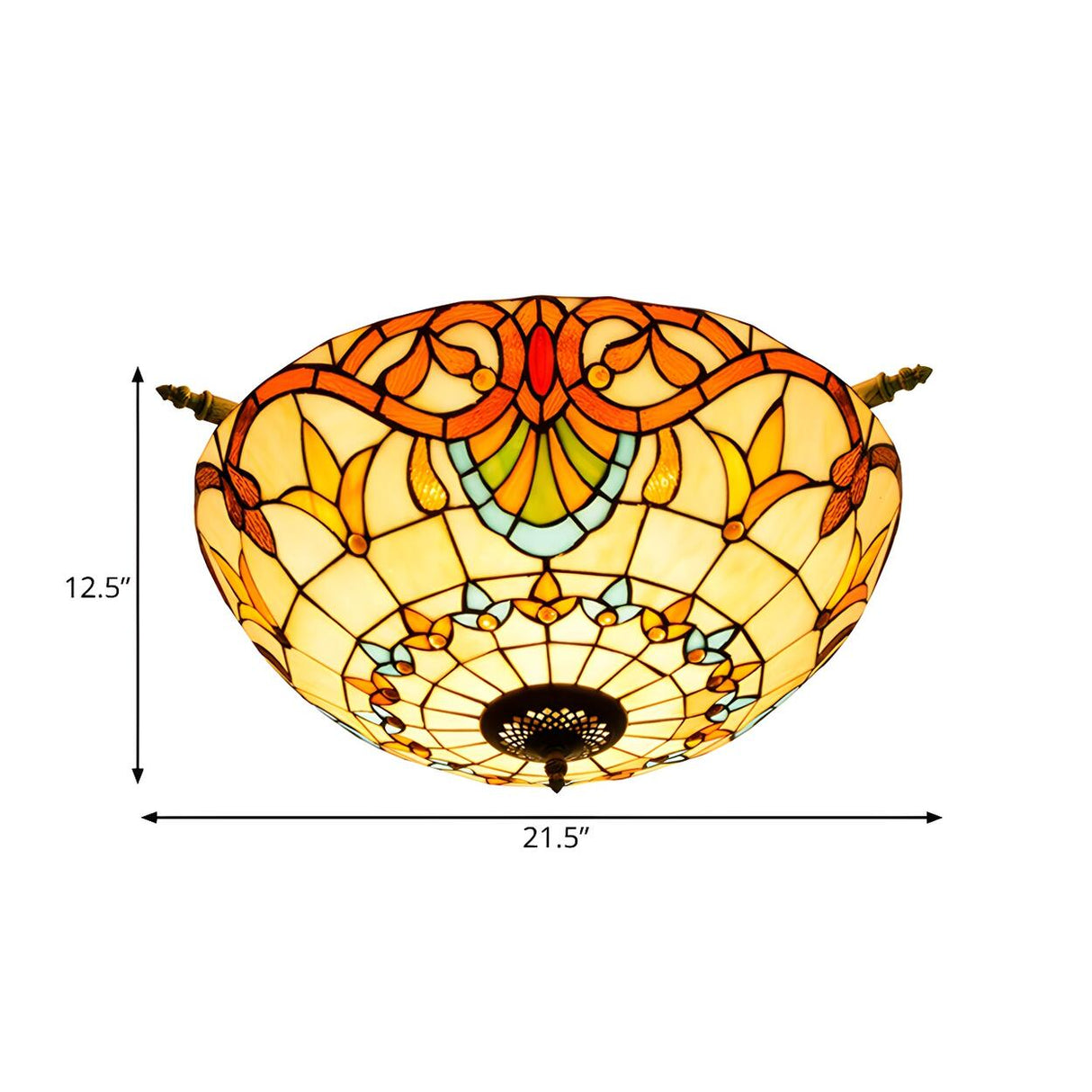 Tiffany Blue Bowl-Shaped Glass Semi-Flush Mount Light Image - 13