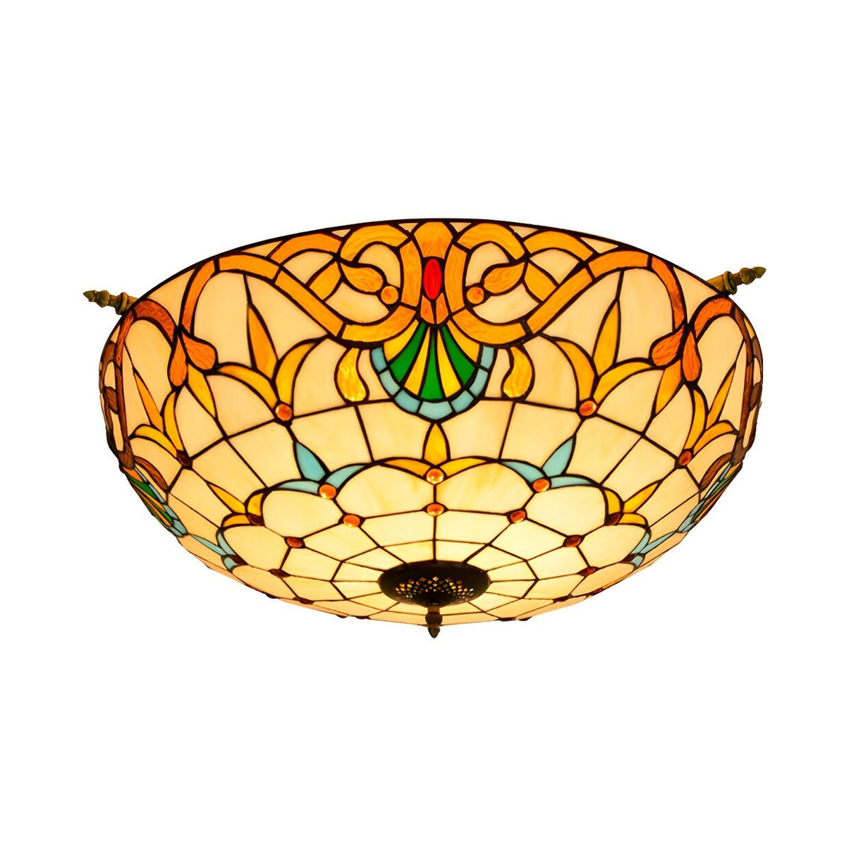Tiffany Blue Bowl-Shaped Glass Semi-Flush Mount Light Image - 16