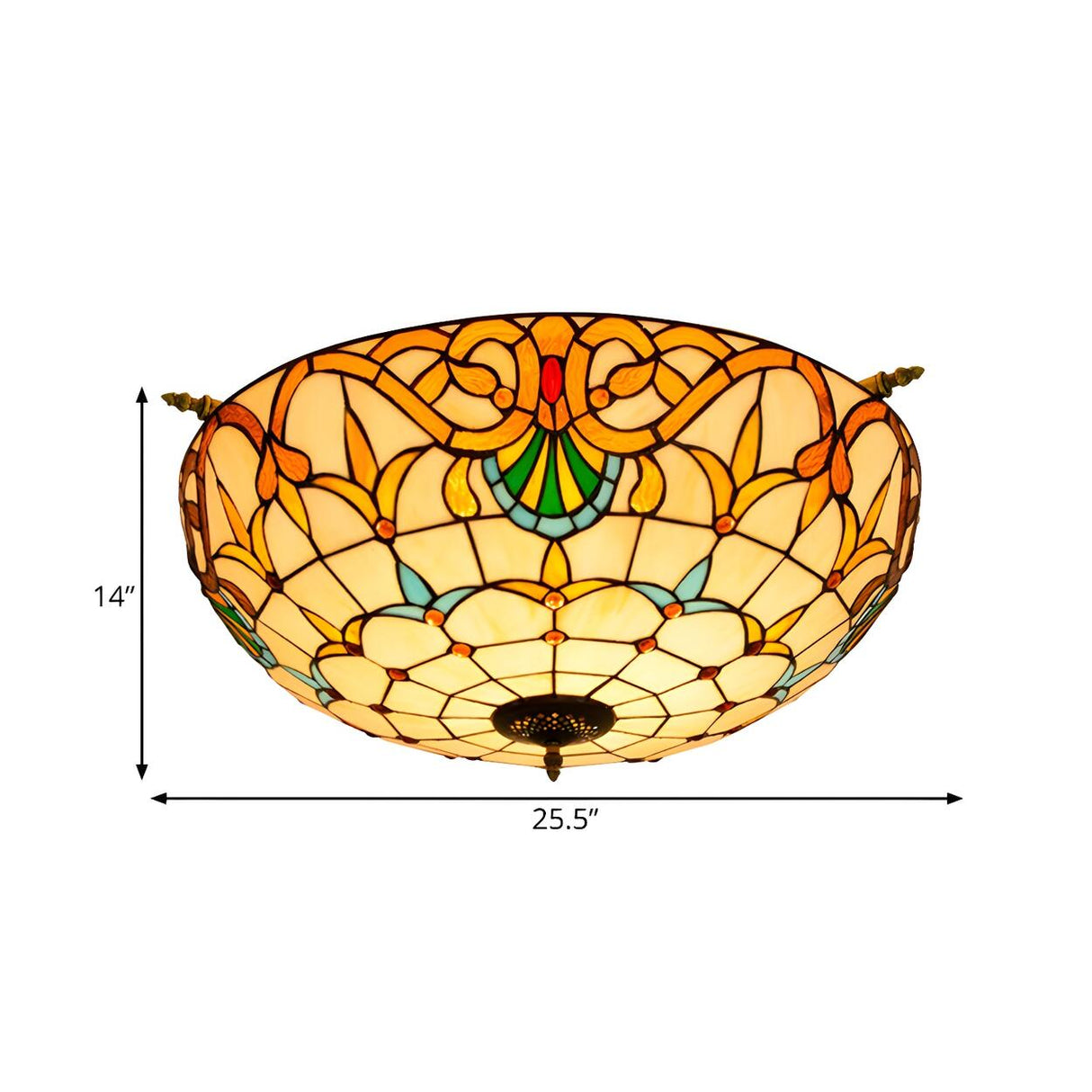Tiffany Blue Bowl-Shaped Glass Semi-Flush Mount Light Image - 17