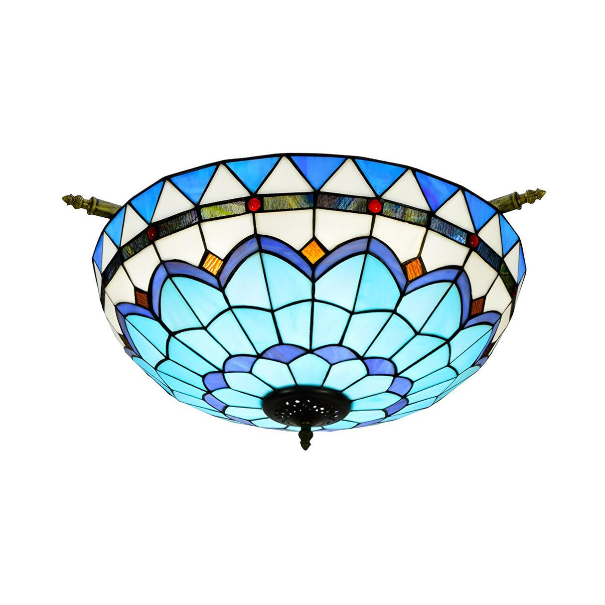 Tiffany Blue Bowl-Shaped Glass Semi-Flush Mount Light Image - 4