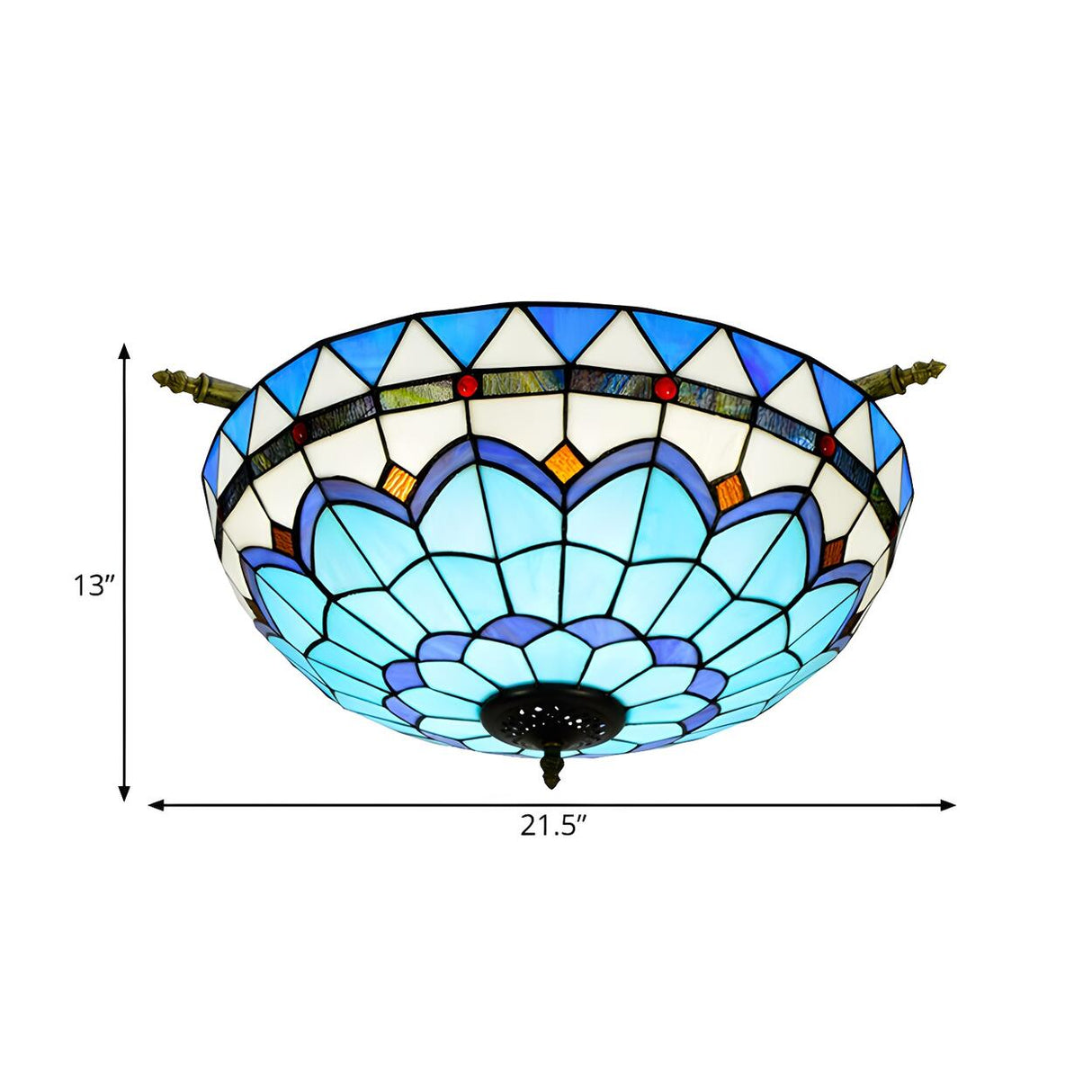 Tiffany Blue Bowl-Shaped Glass Semi-Flush Mount Light Image - 5
