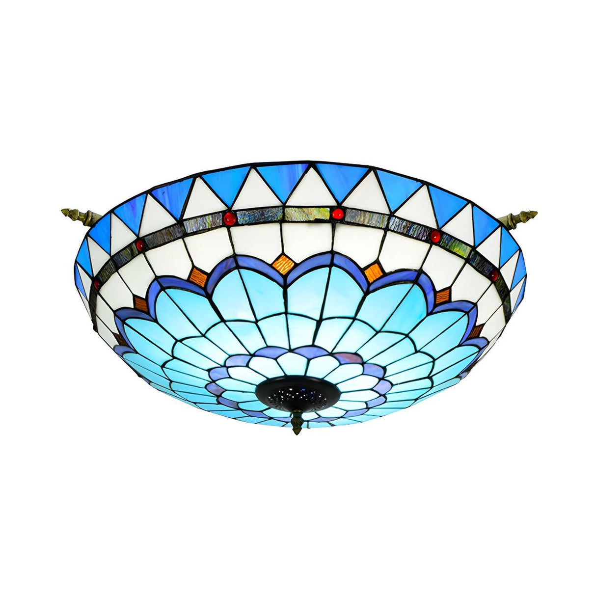 Tiffany Blue Bowl-Shaped Glass Semi-Flush Mount Light Image - 8