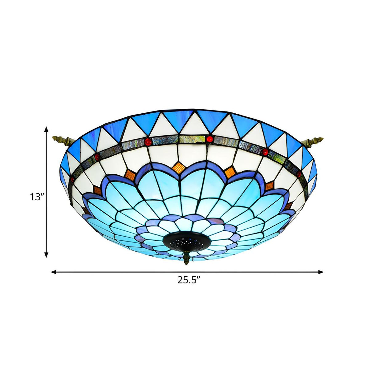 Tiffany Blue Bowl-Shaped Glass Semi-Flush Mount Light Image - 9