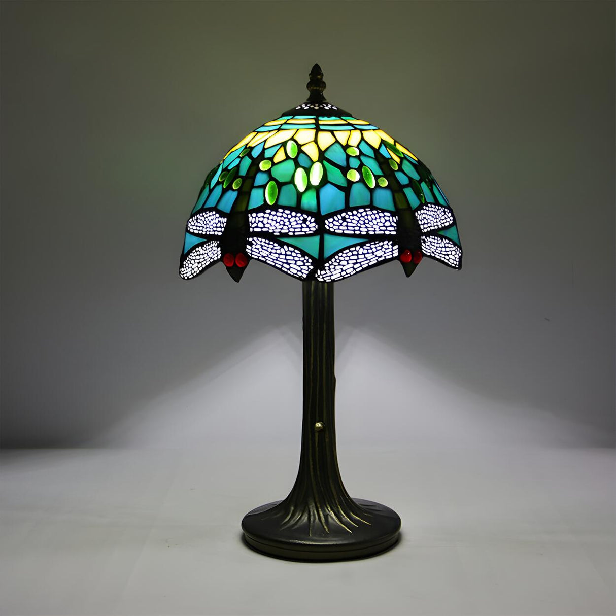 Tiffany Dragonfly Painted Umbrella Glass Table Lamp Image - 2