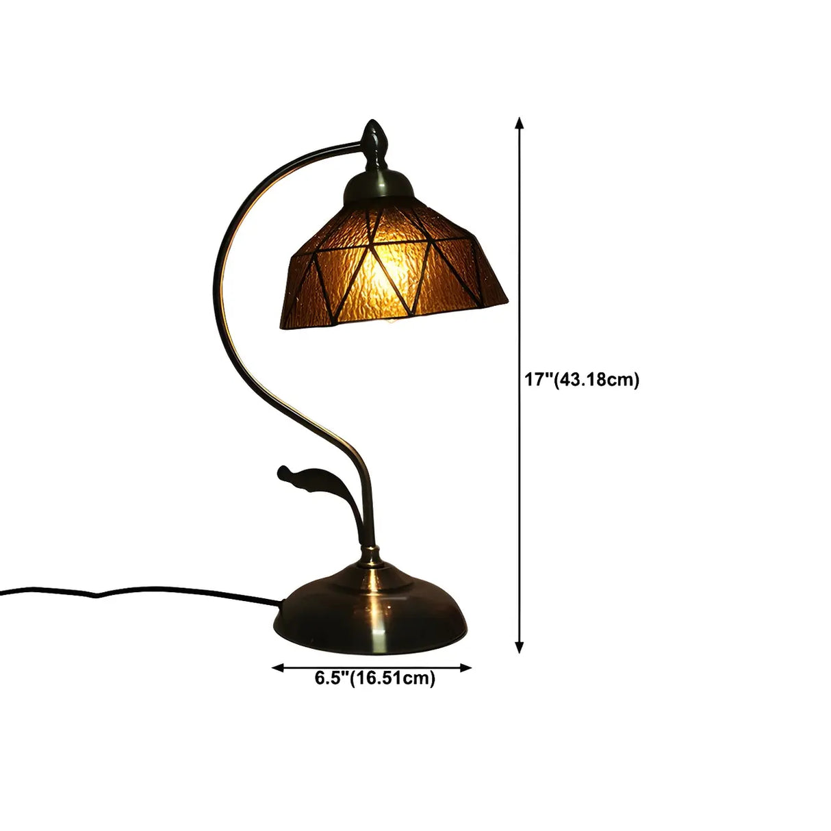 Tiffany Floral Curved Brass Table Lamp Multi-Color 1 Bulb Image - 20