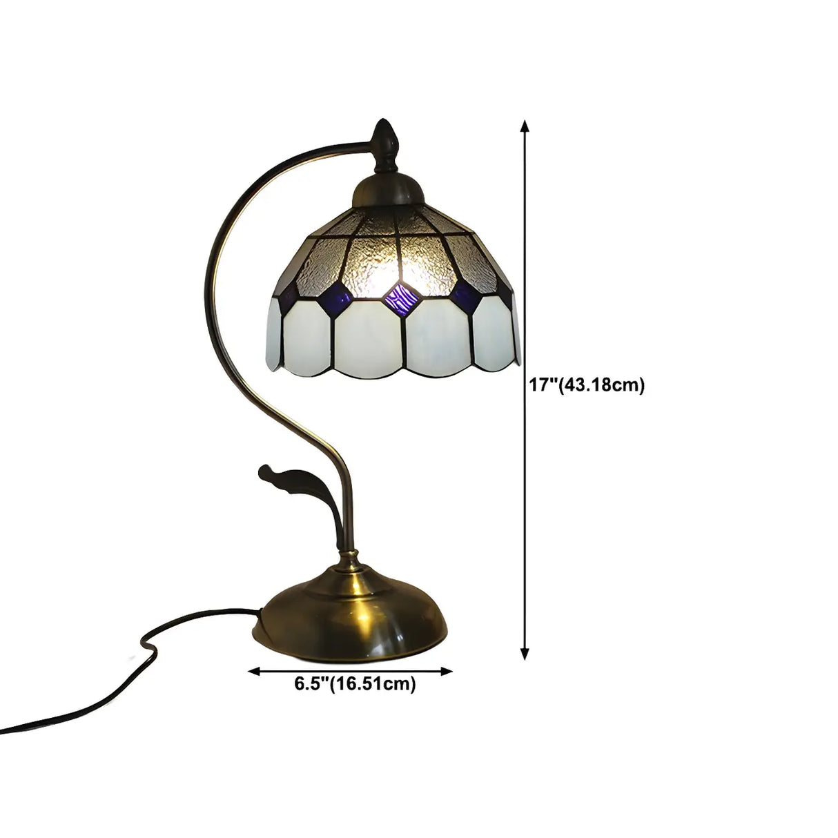 Tiffany Floral Curved Brass Table Lamp Multi-Color 1 Bulb Image - 28