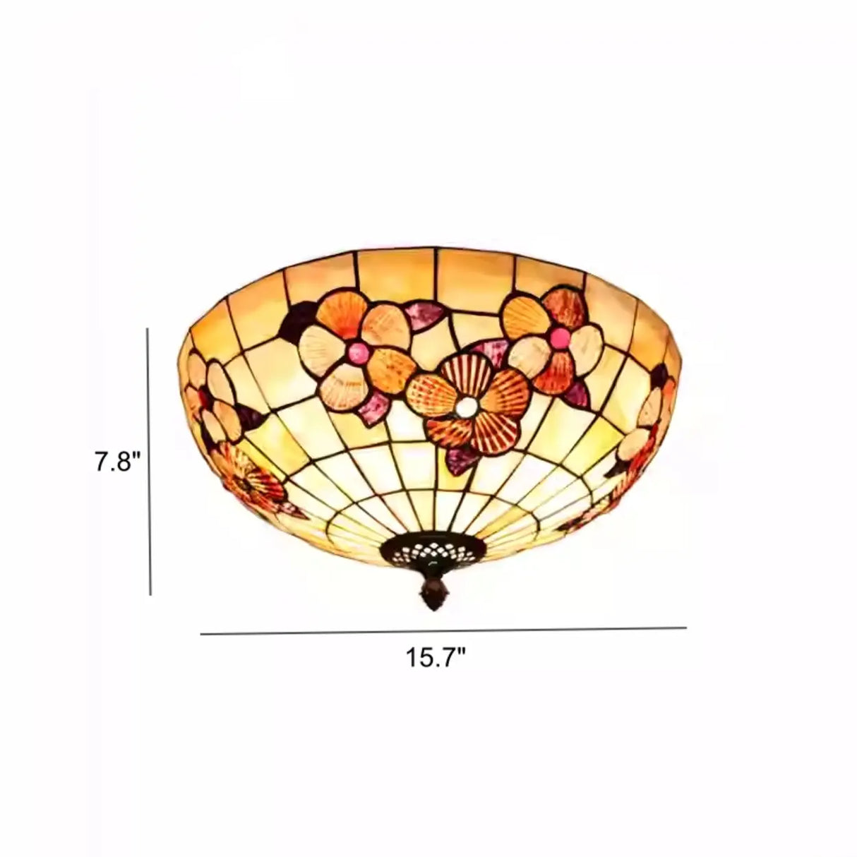 Tiffany Flower Pattern Shell Glass Flush Mount Light