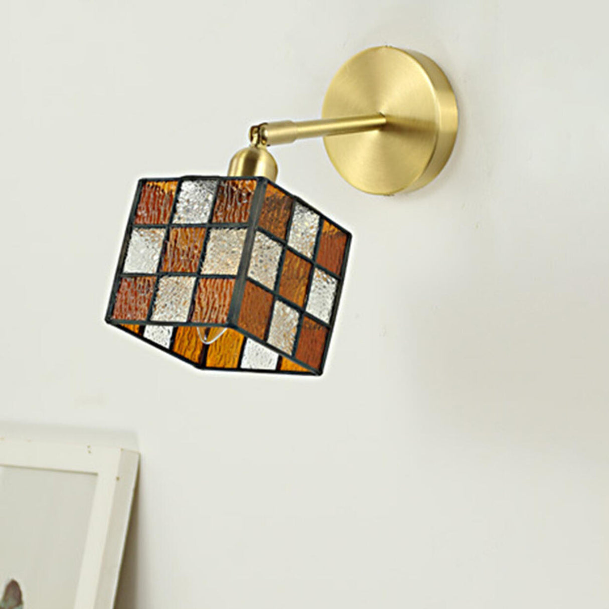 Tiffany Style Square Stained Glass LED Wall Sconce Image - 15