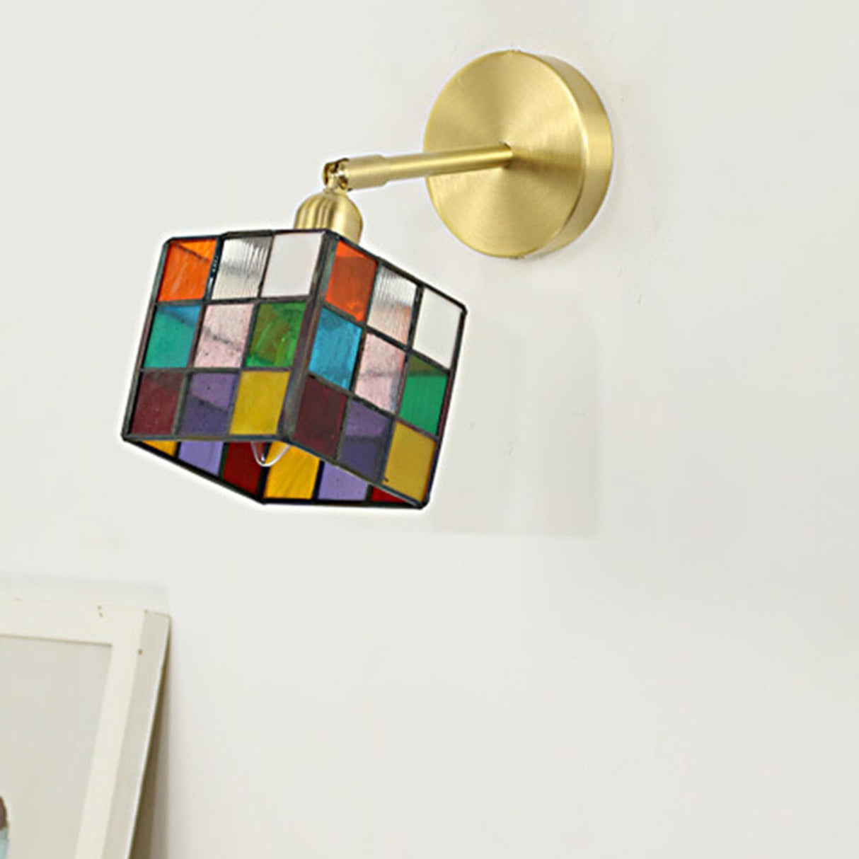 Tiffany Style Square Stained Glass LED Wall Sconce Image - 16