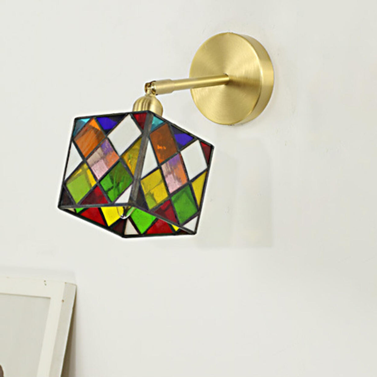Tiffany Style Square Stained Glass LED Wall Sconce Image - 17