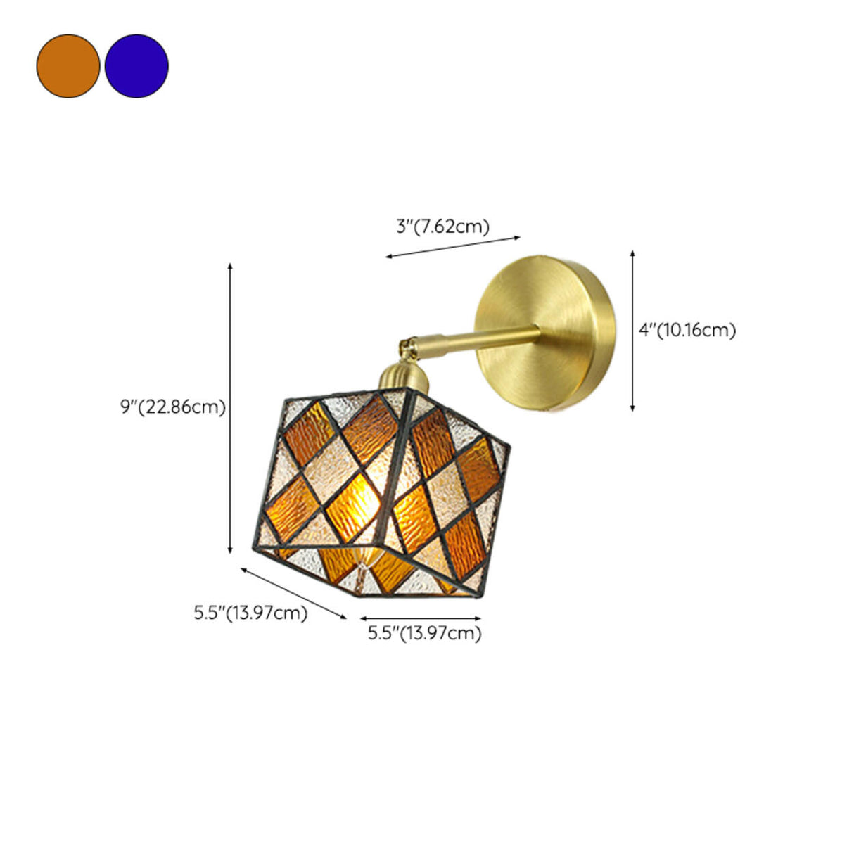 Tiffany Style Square Stained Glass LED Wall Sconce Image - 19